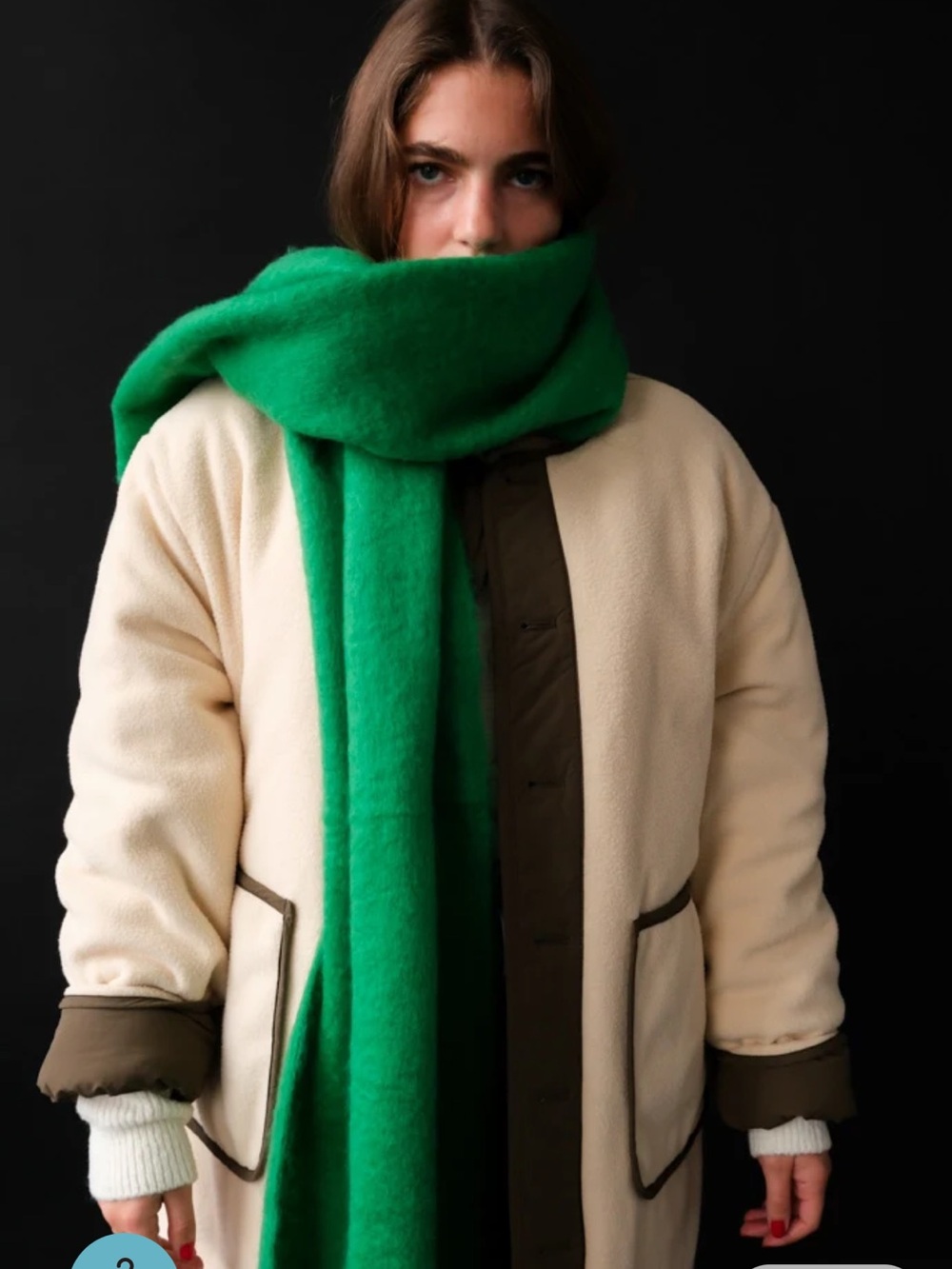 Cozy Oversized Fringe Scarf in Bright Green - Picture 8 of 10